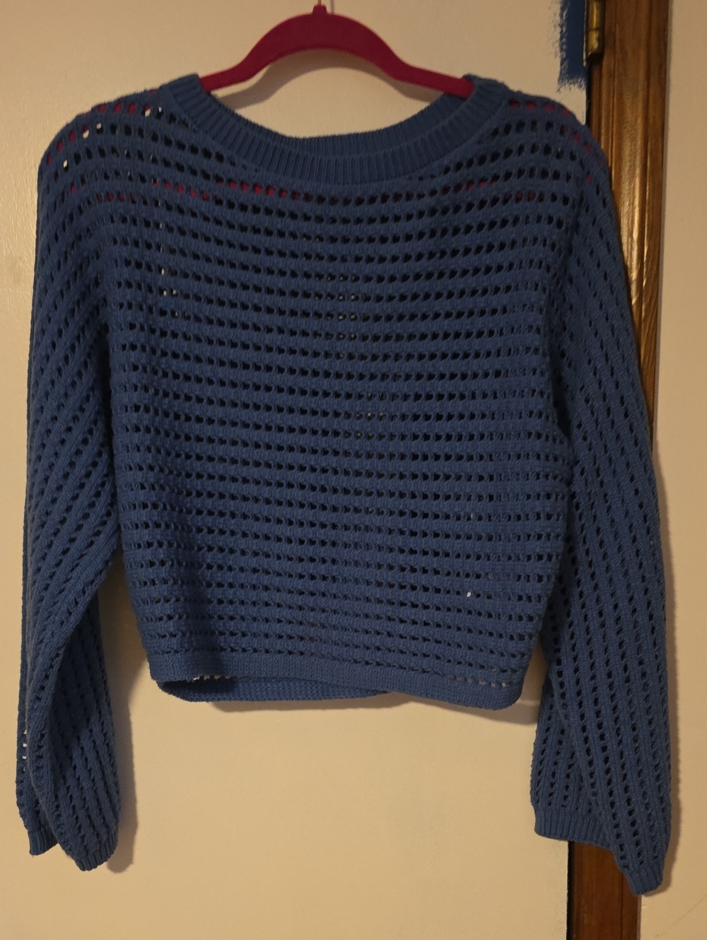 a new day Blue Open-Weave Crewneck Sweater